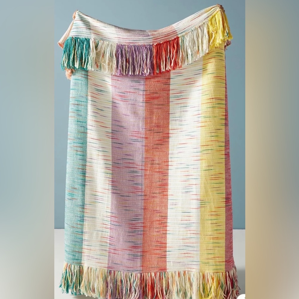 Anthropologie Fringed Bay Throw Blanket